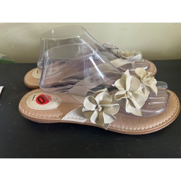 B.O.C  Born Womens Thong Sandals 10M Beige Floral Accents Vacation Resort - Picture 4 of 9